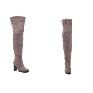 Over the knee suede boots.